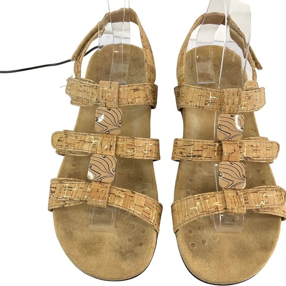 Vionic Shoes Womens Size 8 Tan Amber Gold Cork Comfort Sandal Arch Support - Picture 2 of 12